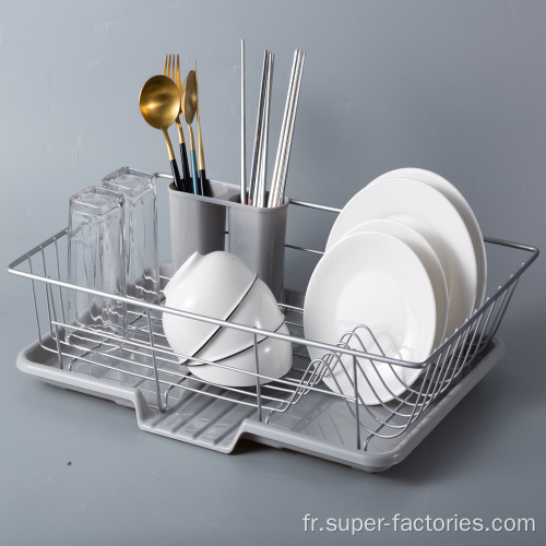 Support à vaisselle en fil métallique en plastique et en acier inoxydable